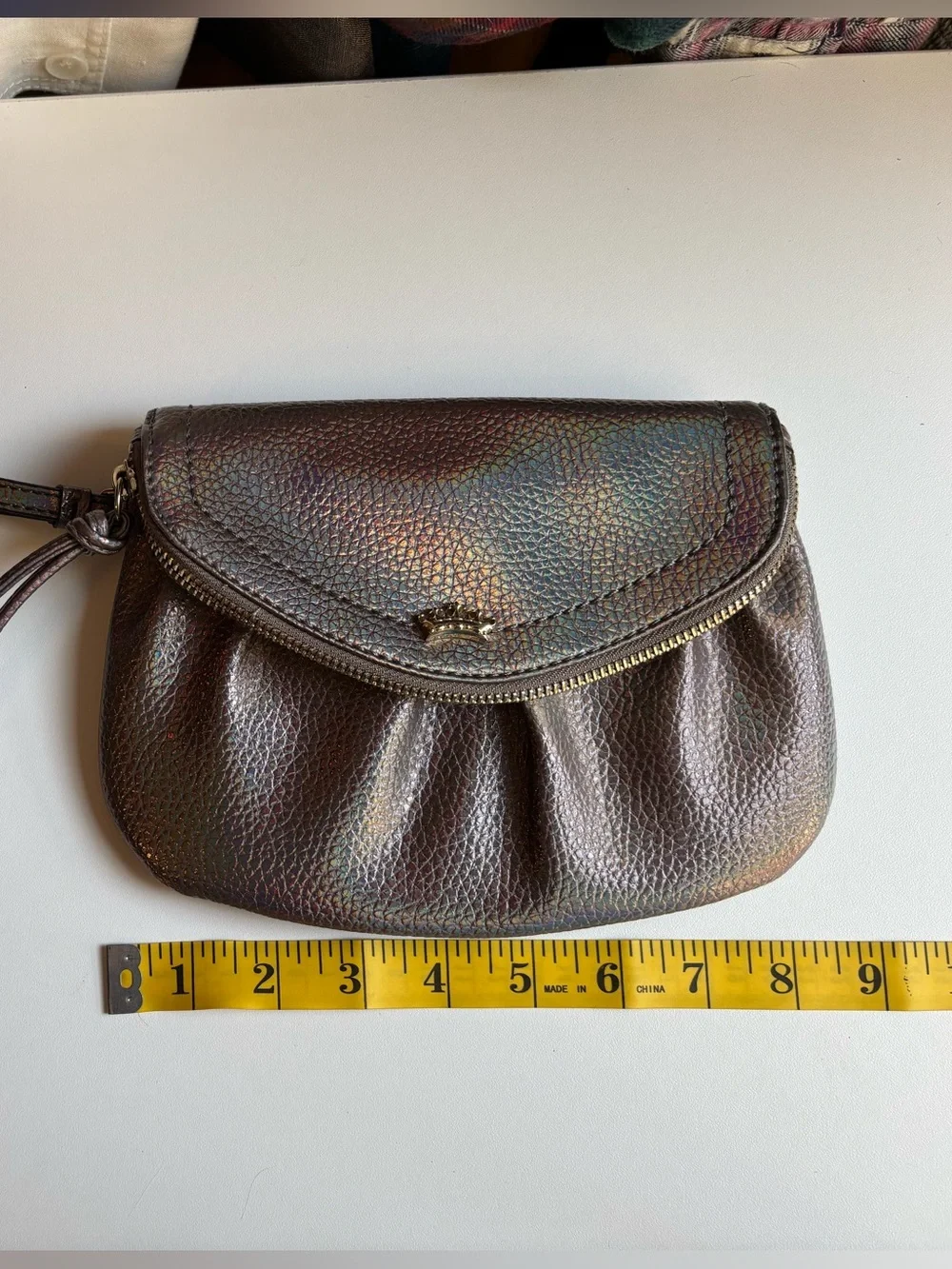 Juicy Couture Iridescent Grey/Brown Wristlet Clutch